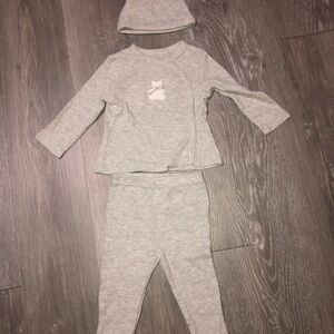 Gray Baby Outfit with Hat